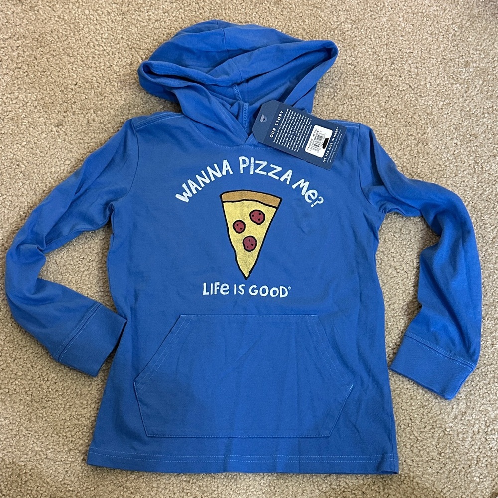 NWT Life Is Good Kids Blue Pizza Hoodie